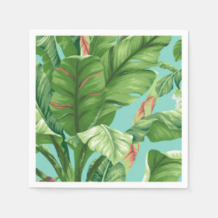 Artistieke Banana Leaf & Flower waterverf schilder Servetten