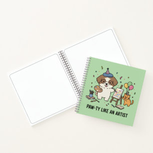 Artistieke Beagle Sinaasappelkat Feest Dier Schets Notitieboek