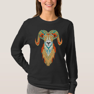 Artistieke Big Horn Sheep Ram Head 80s Vibe Sketch T-shirt