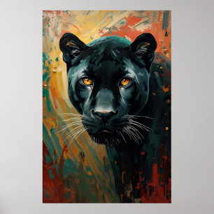 Artistieke Black Panther – Levendige Olie Schilder Poster
