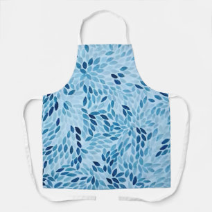Artistieke Blauwe Bloemblaadjes Waterkleur Patroon Schort