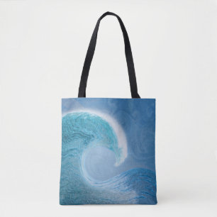 Artistieke blauwe golf draagtas