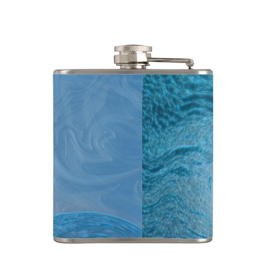 Artistieke blauwe golf heupfles (Achterkant)