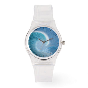 Artistieke blauwe golf horloge