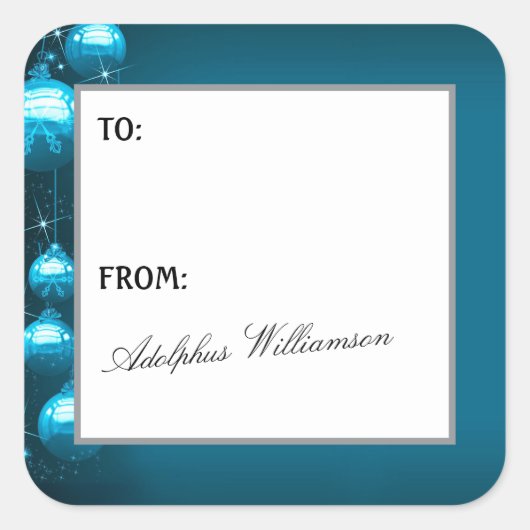 Artistieke Blauwe Sneeuwvlokken Kerstcadeau Label (Voorkant)