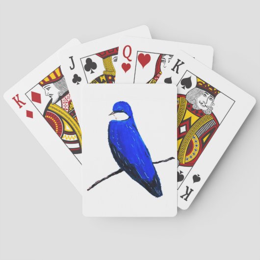 Artistieke Blauwe Vogelboom Zwaluw Pokerkaarten (Achterkant)