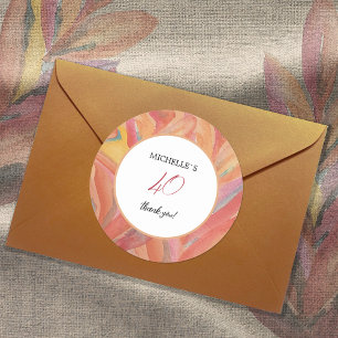 Artistieke Bloemen Veren Pastel Waterverf Ronde Sticker