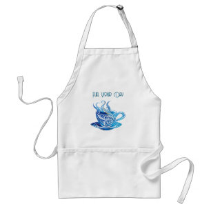 Artistieke Blue Coffee Cup met wervelende patronen Standaard Schort