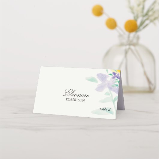 Artistieke Boho Lila Bloemen Waterverf Monogram (Voorkant)