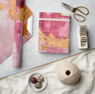 Artistieke borstel streken goud en roze cadeaupapier