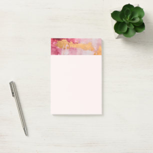 Artistieke borstel streken goud en roze post-it® notes