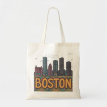 Artistieke Boston Silhouette Handgetekende Schets