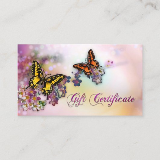 Artistieke Butterflies Boutique Gift Certificate Kortingskaartje (Voorkant)
