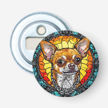 Artistieke Chihuahua-illustratie in glas-in-lood