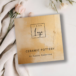 Artistieke Classy Beige Gold Oil Paint Texture Log Vierkante Visitekaartje