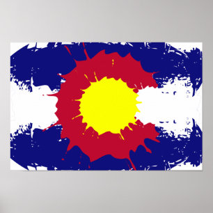 Artistieke Colorado vlag verf splatter poster