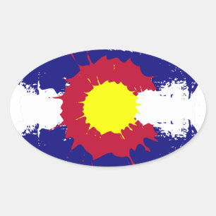 Artistieke Colorado vlagverf splatter ovale sticke Sticker