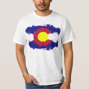 Artistieke Colorado-vlagverververfspies shirt
