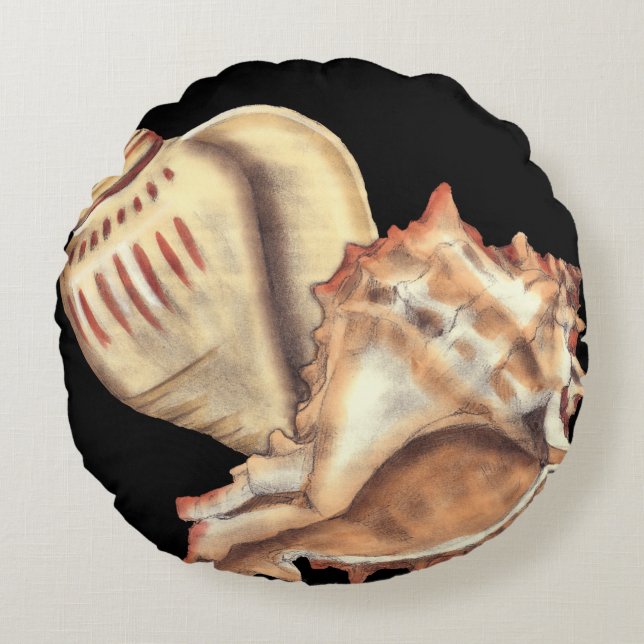 Artistieke Conch Shells Rond Kussen (Voorkant)