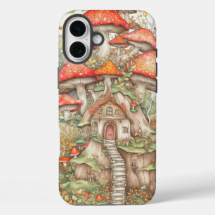 Artistieke Creatieve Paddestoel Woning Illustratie iPhone 16 Plus Hoesje