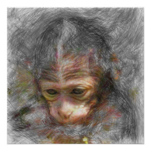 artistieke dierlijke aap baby perfect poster