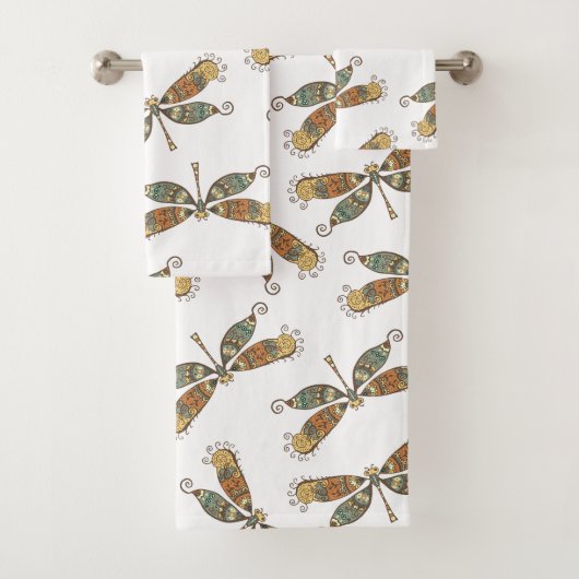 Artistieke Dragonfly Patroon Bad Handdoek (Insitu)