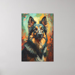Artistieke Duitse Herder Portret Levendig Schilder Canvas Afdruk