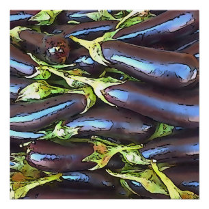 Artistieke eierplanten Zwarte Schets Perfect Poster