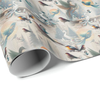 Artistieke Fantasie, Kleurrijke Vogeltekeningen Cadeaupapier