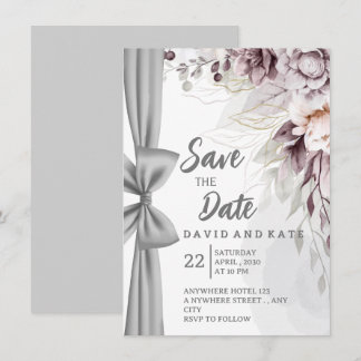 Artistieke gordijn- en bloemensave the datekaart