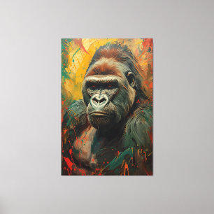 Artistieke Gorilla Portret Levendige olieverfschil Canvas Afdruk