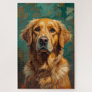 Artistieke Gouden Hond Portret Levendige Olieverf  Legpuzzel