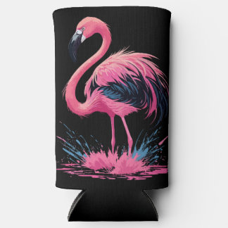 Artistieke grillige roze flamingo splash | Zwart