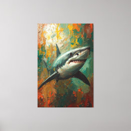 Artistieke haai portret levendige olieverfschilder canvas afdruk