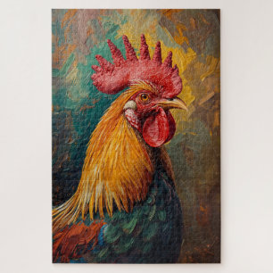Artistieke Haan Portret Levendige olieverfschilder Legpuzzel