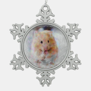 artistieke hamster tin sneeuwvlok ornament