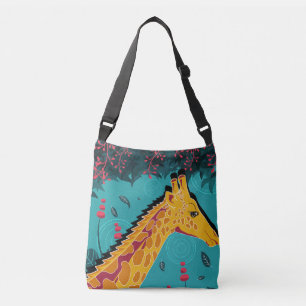 Artistieke handbeschilderde giraffe canvas tas