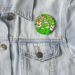 Artistieke heldere en kleurrijke Pop Art Daisies v Ronde Button 5,7 Cm