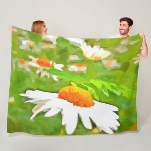 Artistieke, heldere, kleurrijke Witte Garden Daisi Fleece Deken