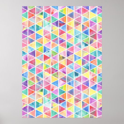 Artistieke heldere, multicolor waterverf driehoeke poster (Voorkant)