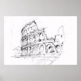 Artistieke historische Colosseum schets - Poster