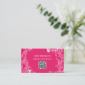 Artistieke Hot-Roze Abstracte verfcode QR-code Visitekaartje (Staand voorkant)