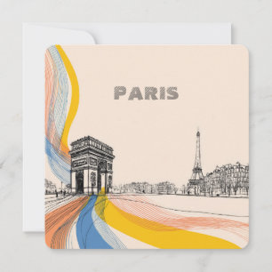 artistieke illustratie van iconische Parijse landm Feestdagenkaart