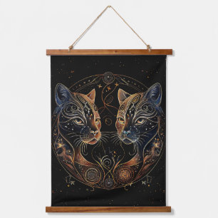Artistieke Kattenkring Tweelingkatten Hangend Wandkleed
