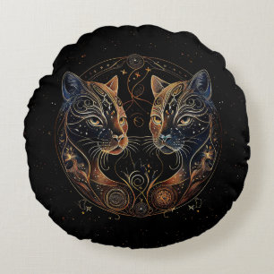 Artistieke Kattenkring Tweelingkatten Rond Kussen