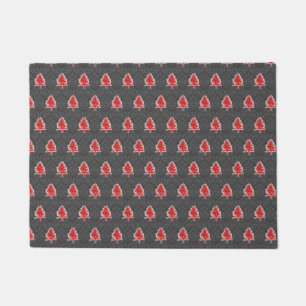 Artistieke kerstboom Pattern Red Grey Holiday Deurmat