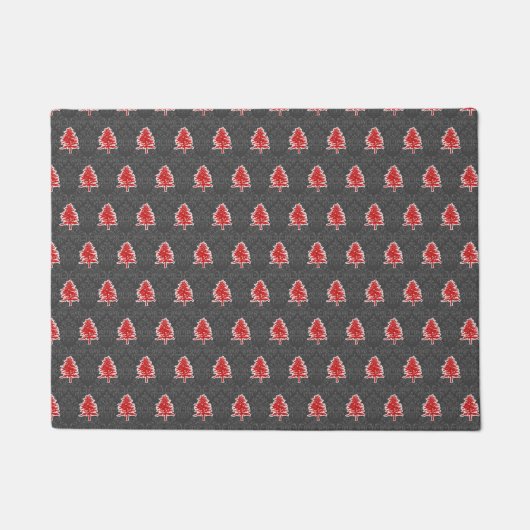 Artistieke kerstboom Pattern Red Grey Holiday Deurmat (Voorkant)