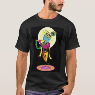 Artistieke kleurrijke Heer Shri Krishna met fluit! T-shirt