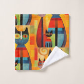 Artistieke Kleurrijke Katten Modern Bad Handdoek (Wasdoekje)