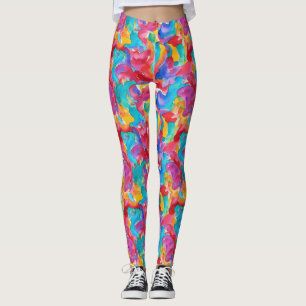 Artistieke Kleurrijke Regenboog Aquarelkwast Verf  Leggings